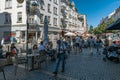 Unknown people in the Bornheim shopping street Berger StraÃe, Frankfurt, Germany